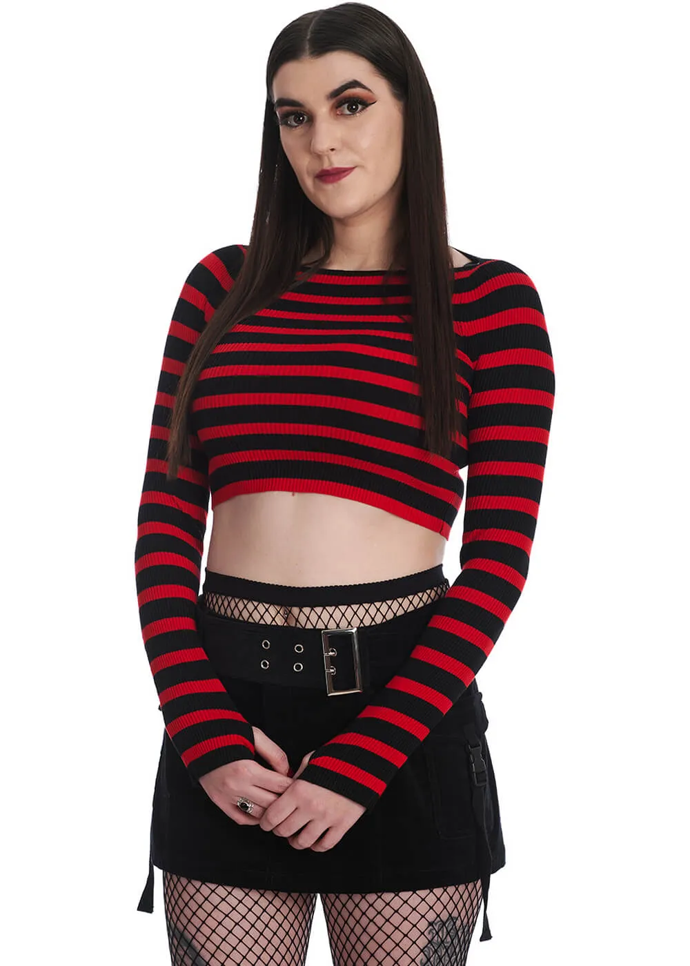 Banned Frances Striped 50's Jumper Rot Schwarz