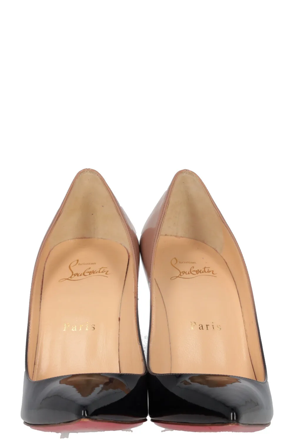 CHRISTIAN LOUBOUTIN Kate Heels Patent Black Beige