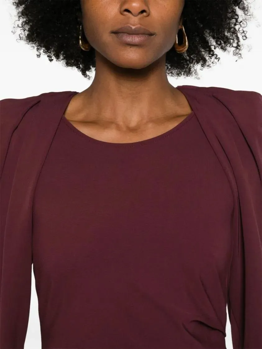   Elisabetta Franchi  Wine Red Draped Dress Burgundy  Midi-Kleider 
