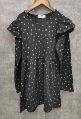Glitter printed ruffle dress "STARS"