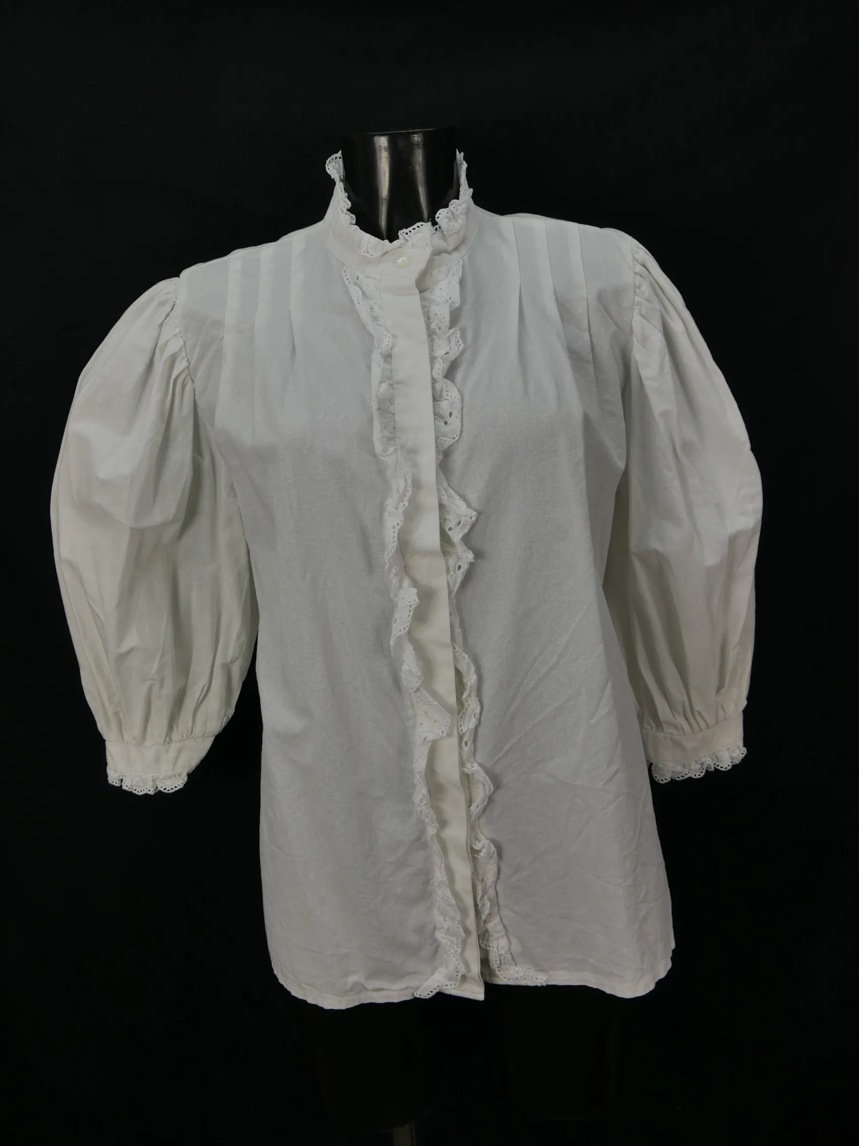 Gr.44 Trachtenbluse Bluse Salzburger Dindl Look weiß Baumwolle Spitze TB2863