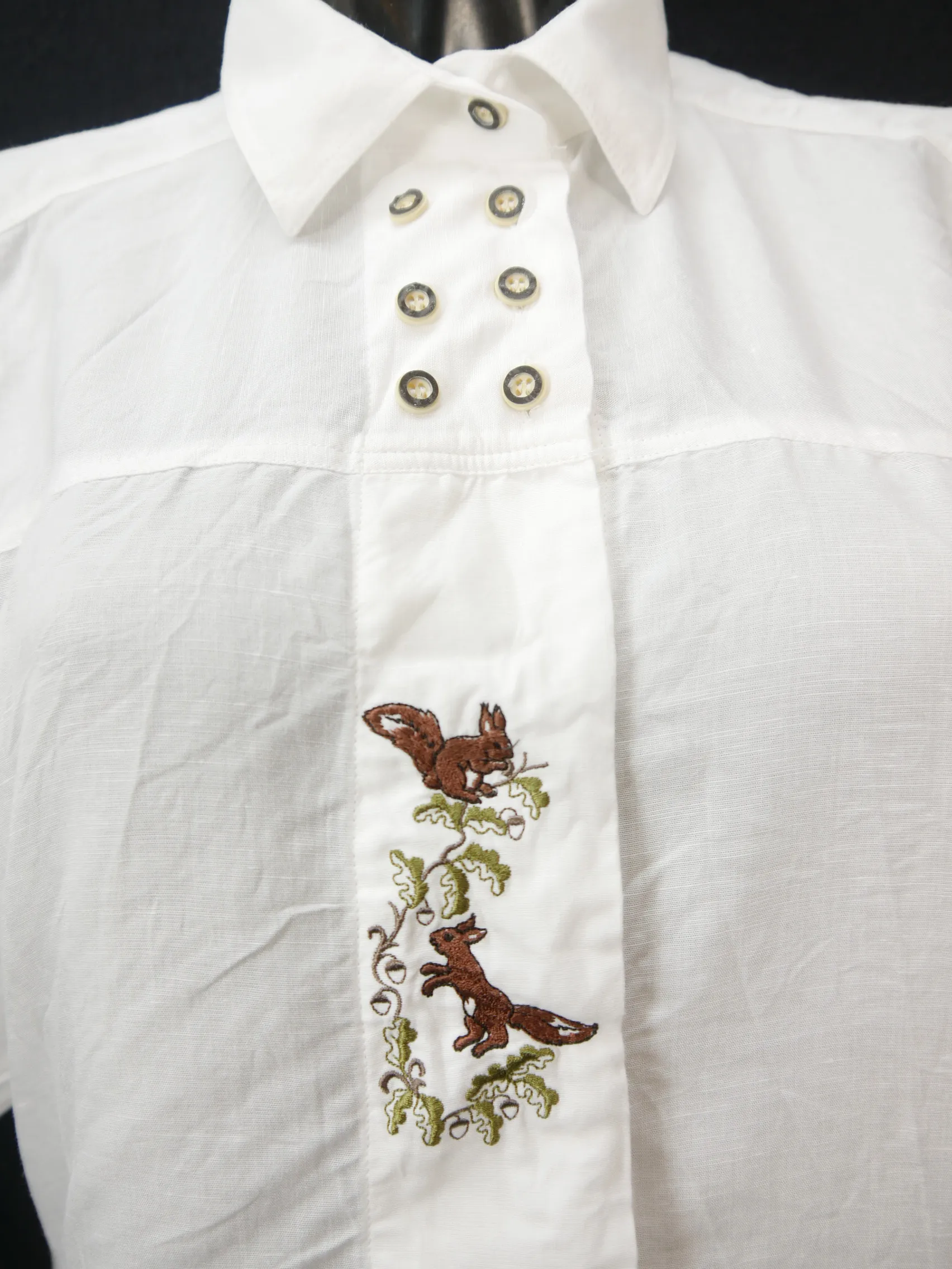 Gr.44 Trachtenbluse weiß Bluse Imperial Baumwolle mit Stickerei TB7146