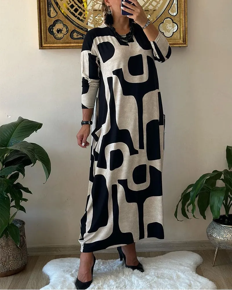 Heidi-Mode | Langarm Maxi Kleid Für Lässigen Täglichen Gebrauch