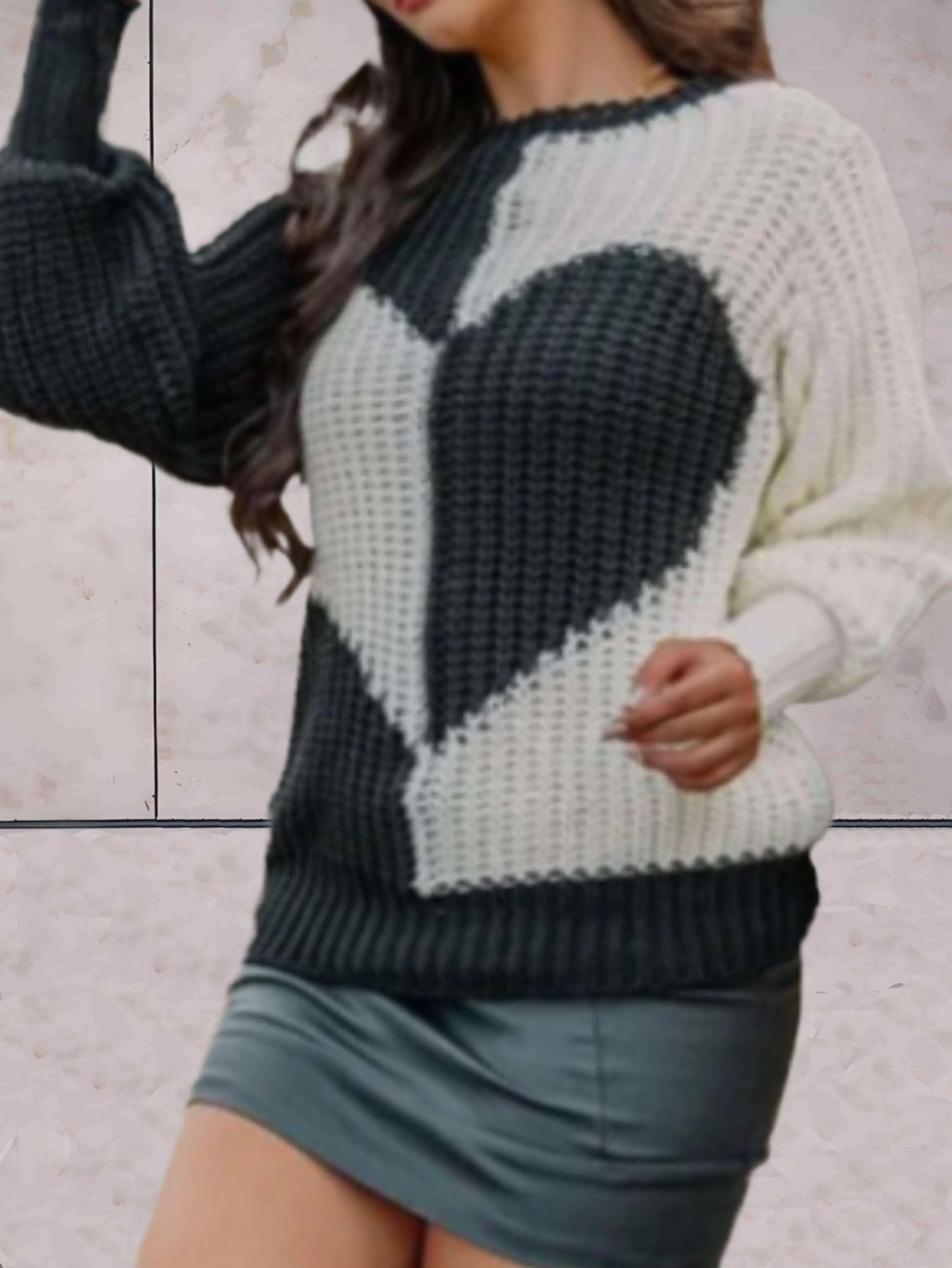Heidi-Mode | Zweifarbiger Strickpullover