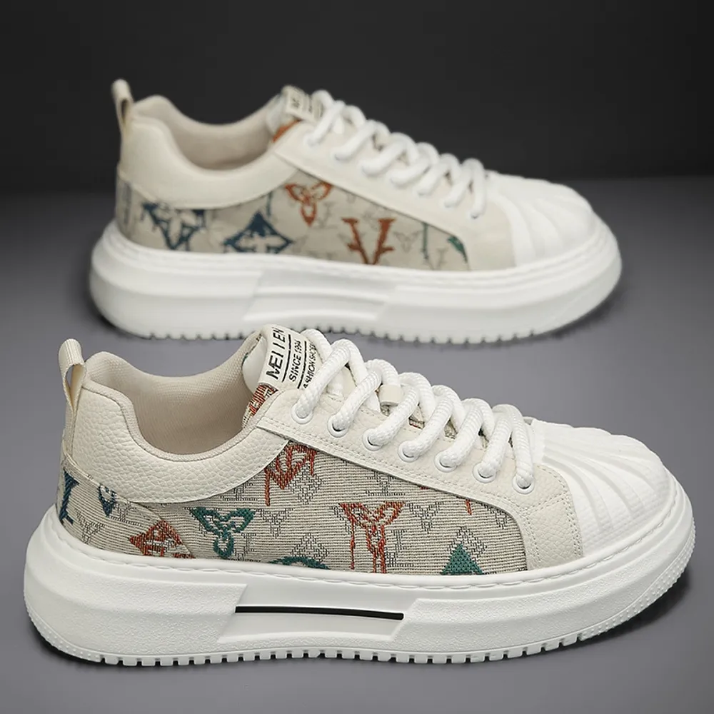 Herren Spring 2024 Neuer Schalenkopf Weißer Trend vielseitiger dicker Teller Weiche Bottom Sport Leisure Tide Schuhe 9A08