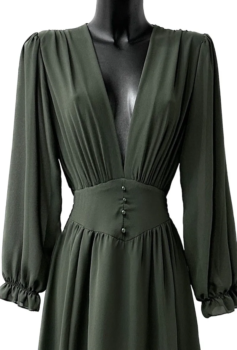JULIETTA printed dress, long sleeves, buttons and viscose lining with slit