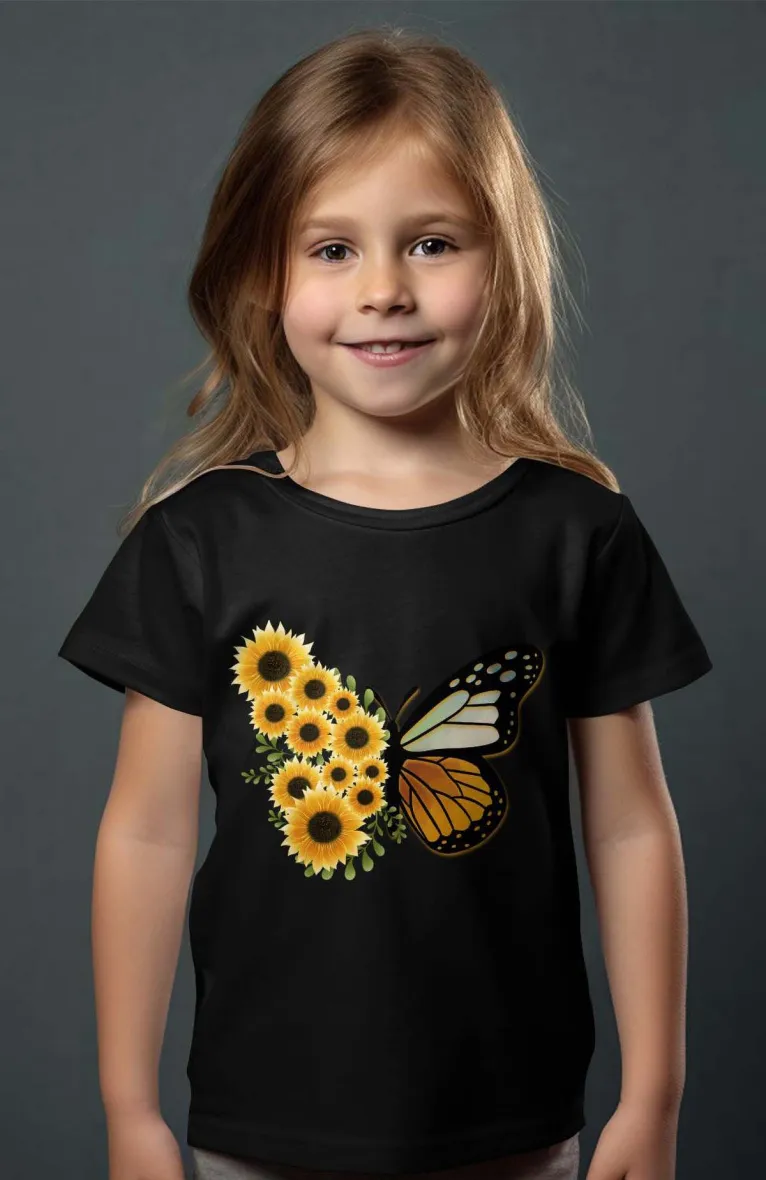 Mädchen-T-Shirt | Leoparden-Sonnenblumen