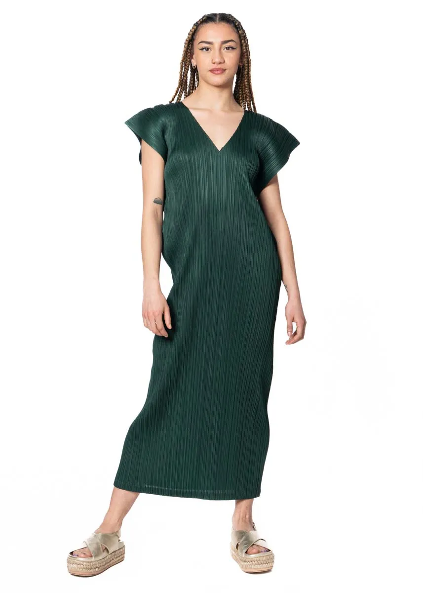 PLEATS PLEASE ISSEY MIYAKE, Midi-Kleid MARCH in Dark Green 