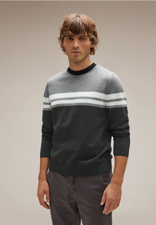 Street One MEN Gestreifter Strickpullover 