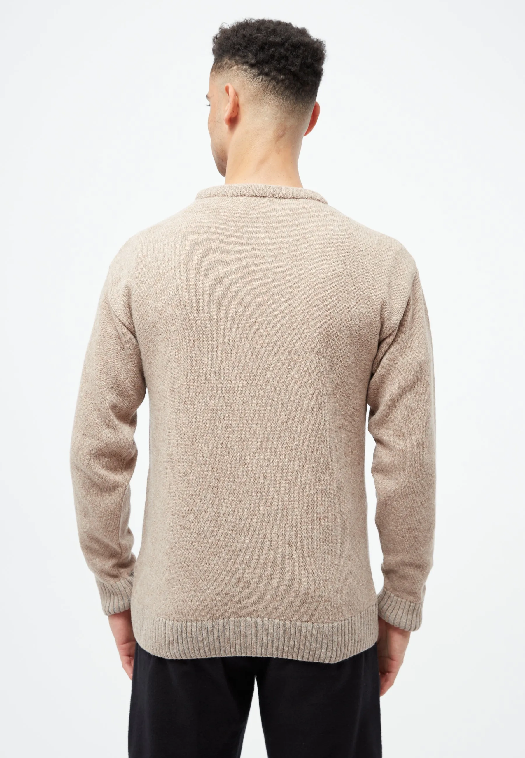 Strickpullover ETHAN aus recycelter Wolle - Beige
