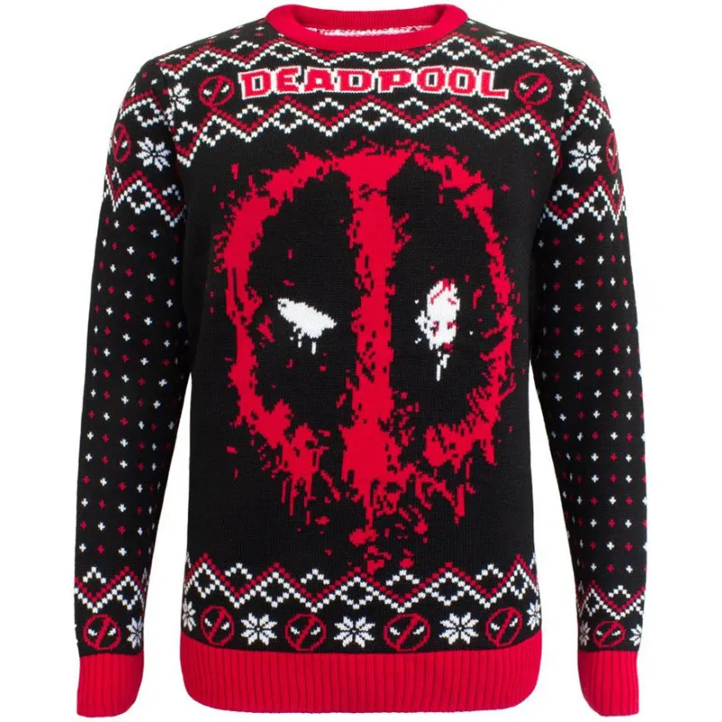 Stylischer Deadpool Strickpullover – Marvel Spray Knitted Jumper