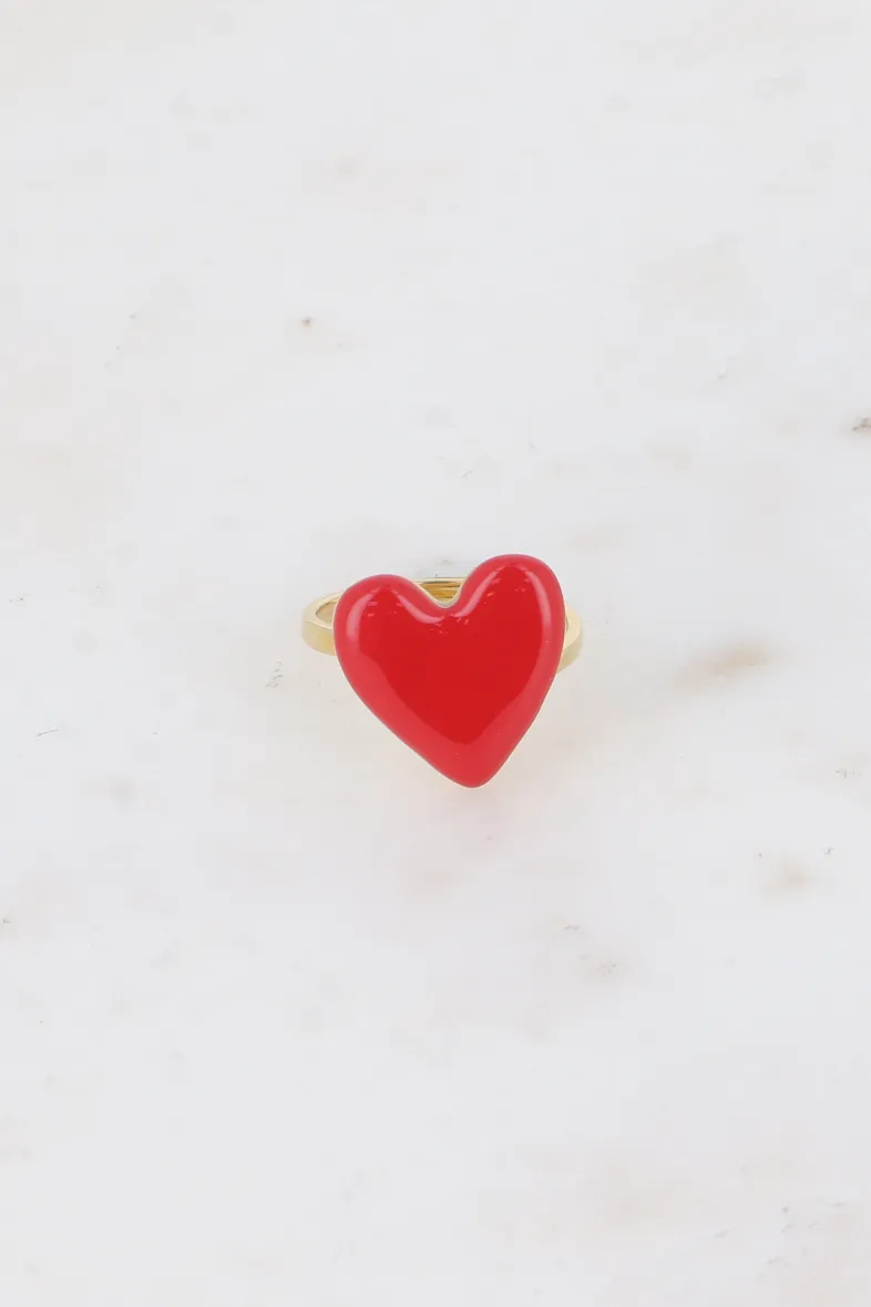 Valia-Ring – Herzmuster aus farbiger Emaille