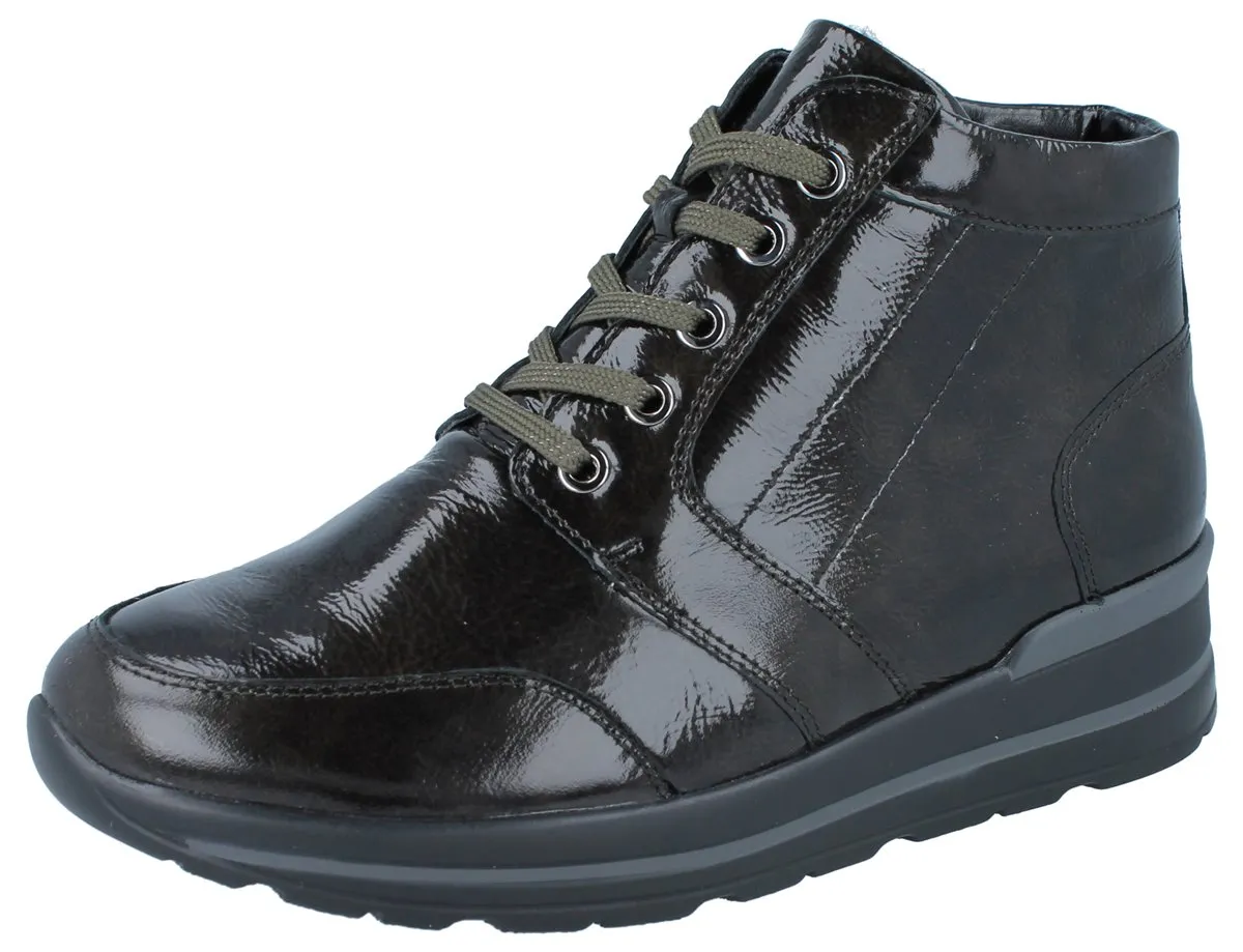 WALDLÄUFER M-Sarah Damen Stiefelette grün Lackleder