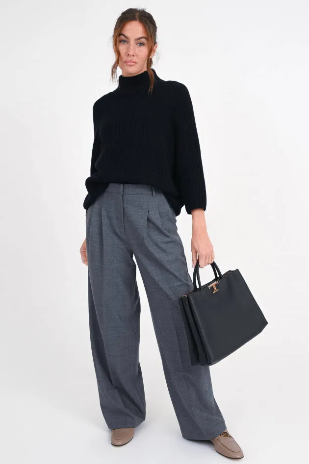 Woll-Cashmere Pullover in Schwarz
