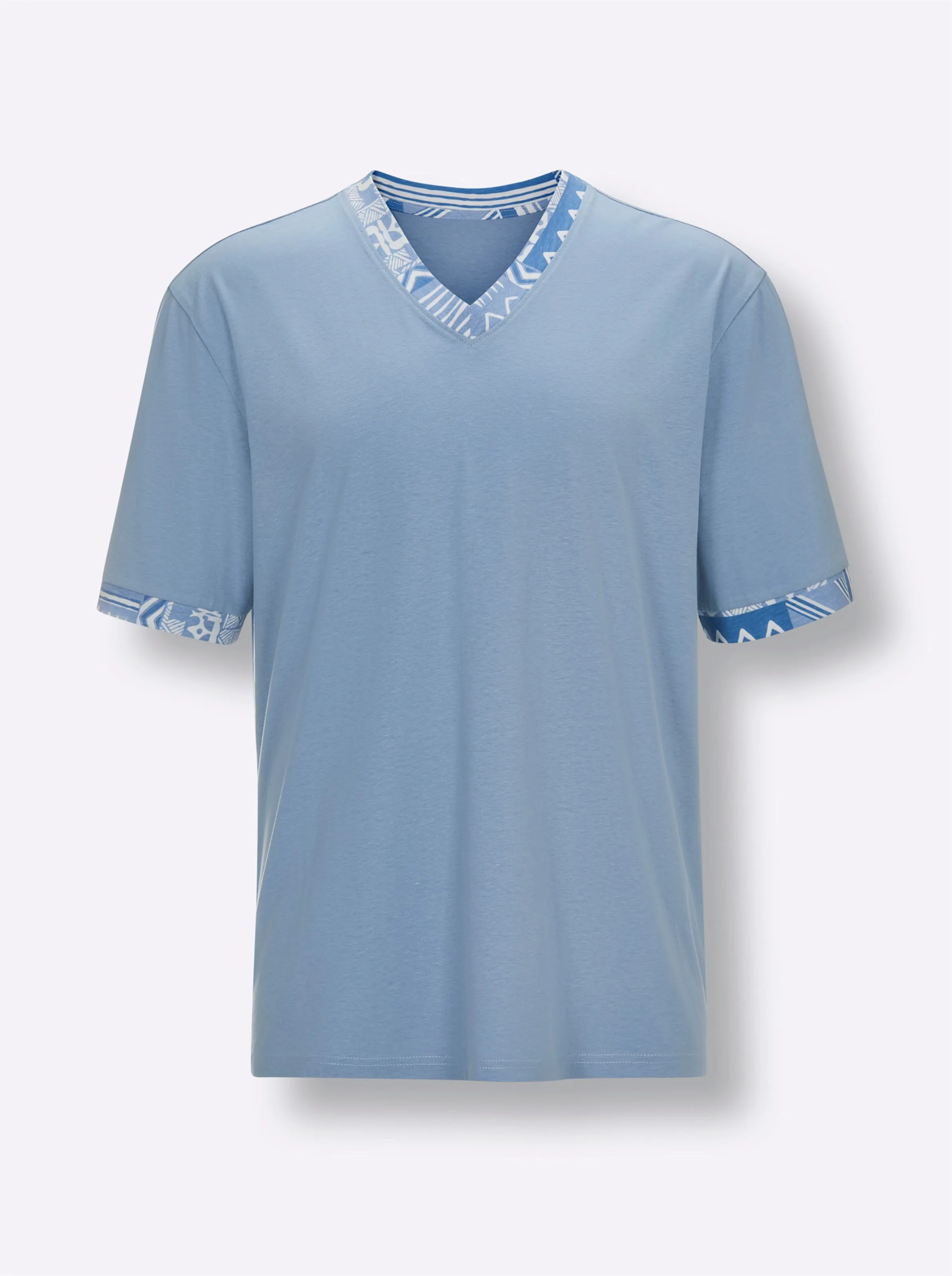 wäschepur men Shortys in ecru-sand-bedruckt + ecru-bleu-bedruckt